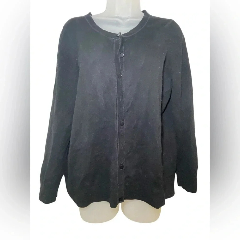 Talbots Black Pima Cotton Cardigan Size 1X